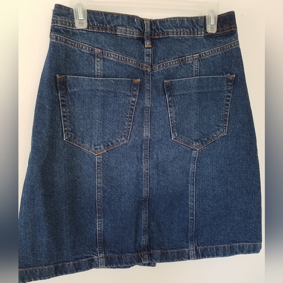 NWOT River Island A-Line Button Up 100% Cotton Denim Skirt Size 6 - Picture 2 of 5